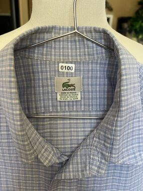 Lacoste Light Blue and White Checked Dress Shirt